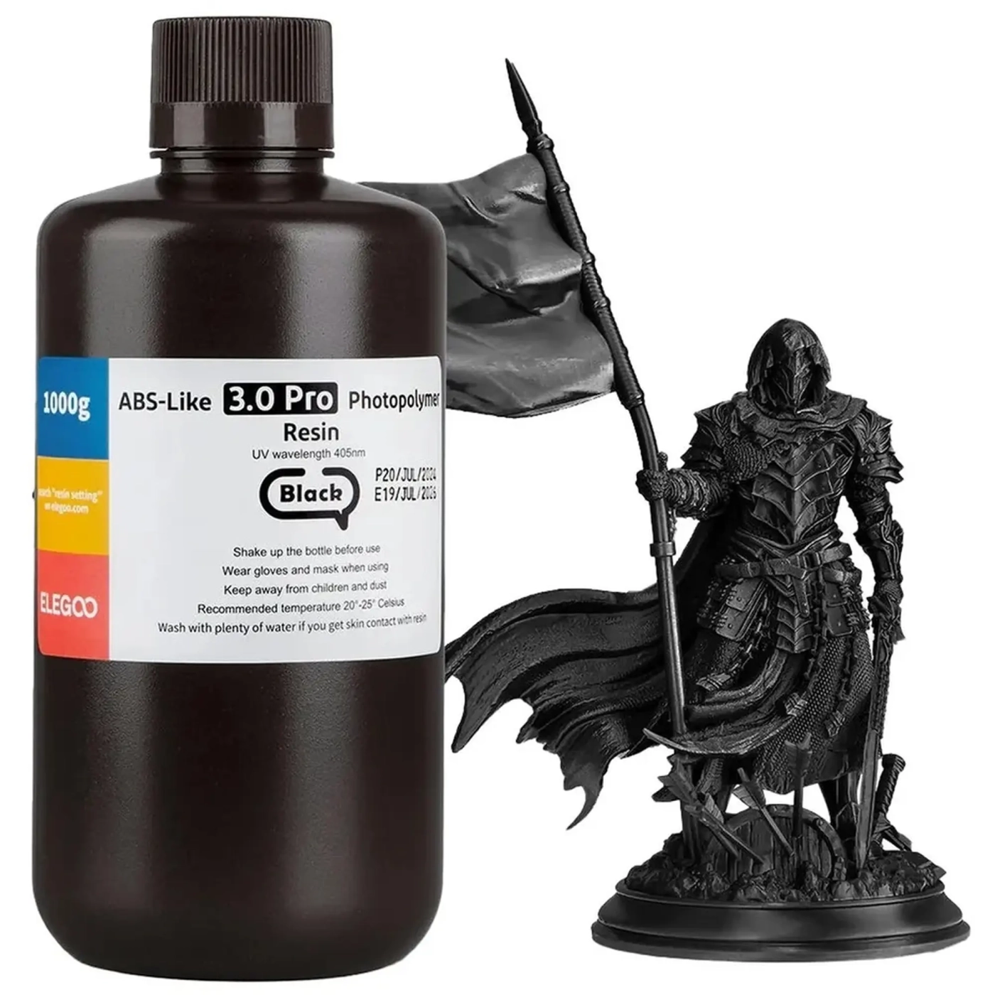 Купить Фотополимерная смола ELEGOO ABS-Like 3.0 Pro Resin 1 кг, черная (50.103.0233) - фото 1