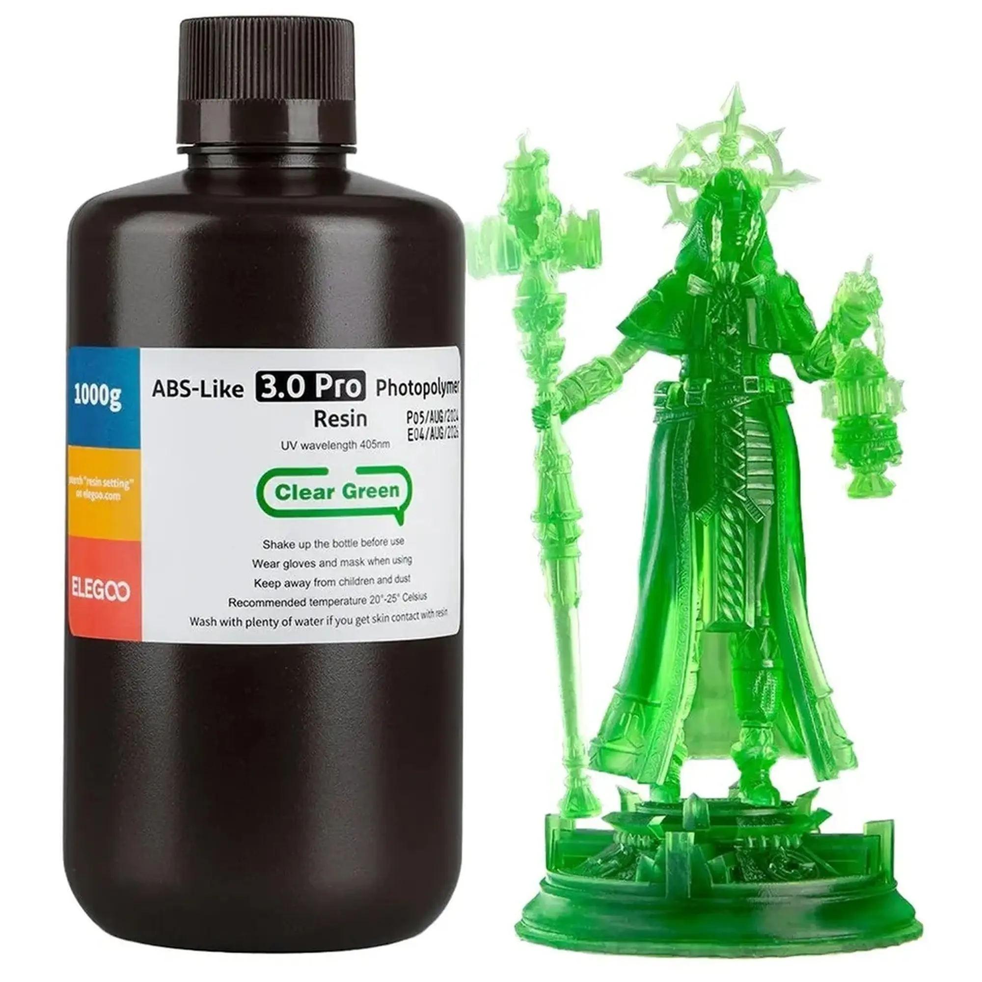 Купить Фотополимерная смола ELEGOO ABS-Like 3.0 Pro Resin 1 кг, прозрачная зеленая (50.103.0254) - фото 1