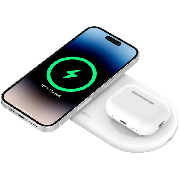 Купити Бездротовий зарядний пристрій Belkin 2в1 15Вт Pad Qi2 White (WIZ021VFWH) - фото 4