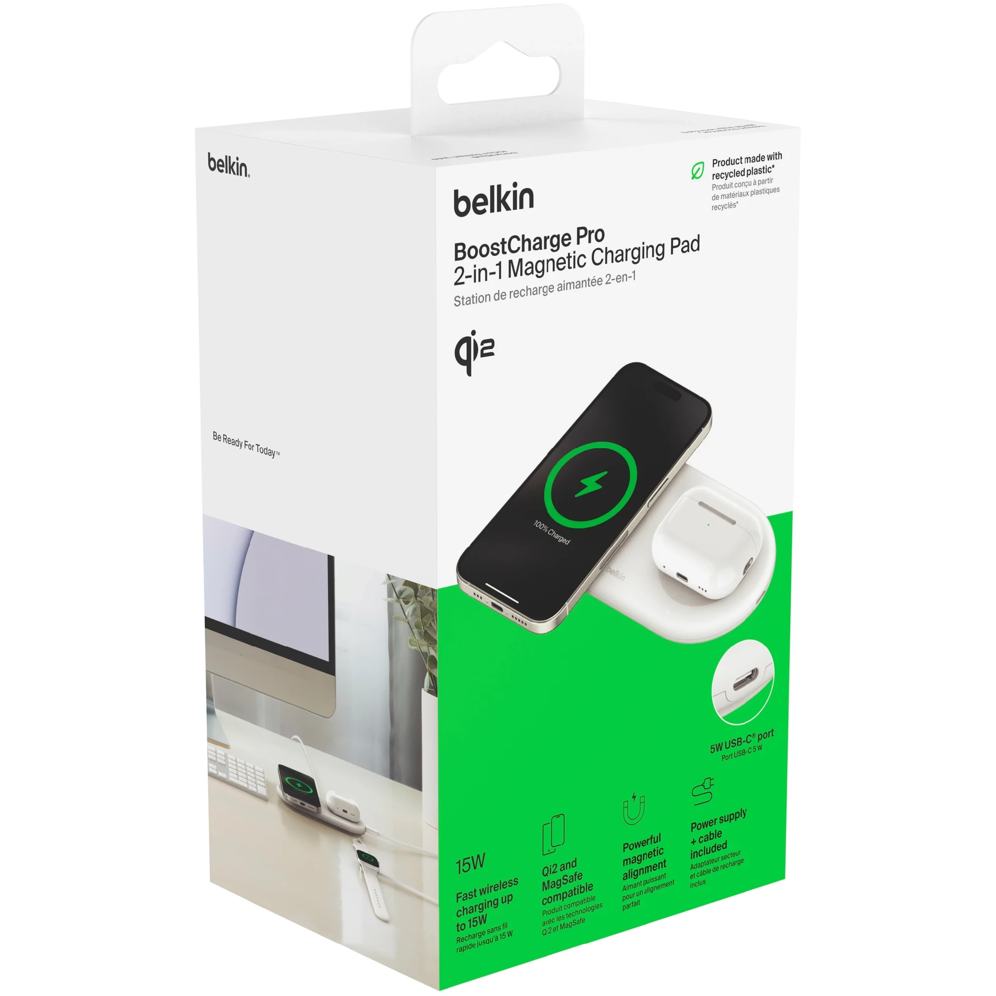 Купити Бездротовий зарядний пристрій Belkin 2в1 15Вт Pad Qi2 White (WIZ021VFWH) - фото 6