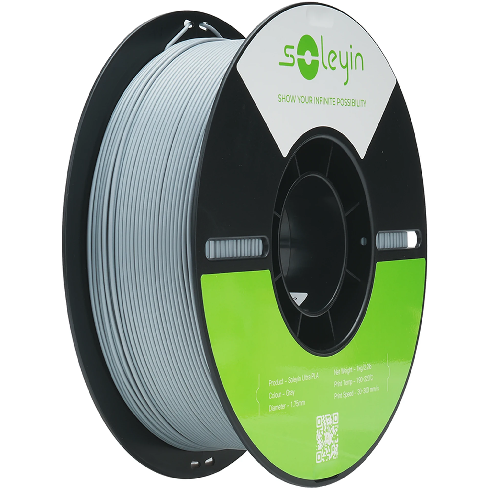 Купить ULTRA PLA Filament (пластик) для 3D принтера Soleyin 1кг, 1.75мм, серый (3301010606) - фото 1