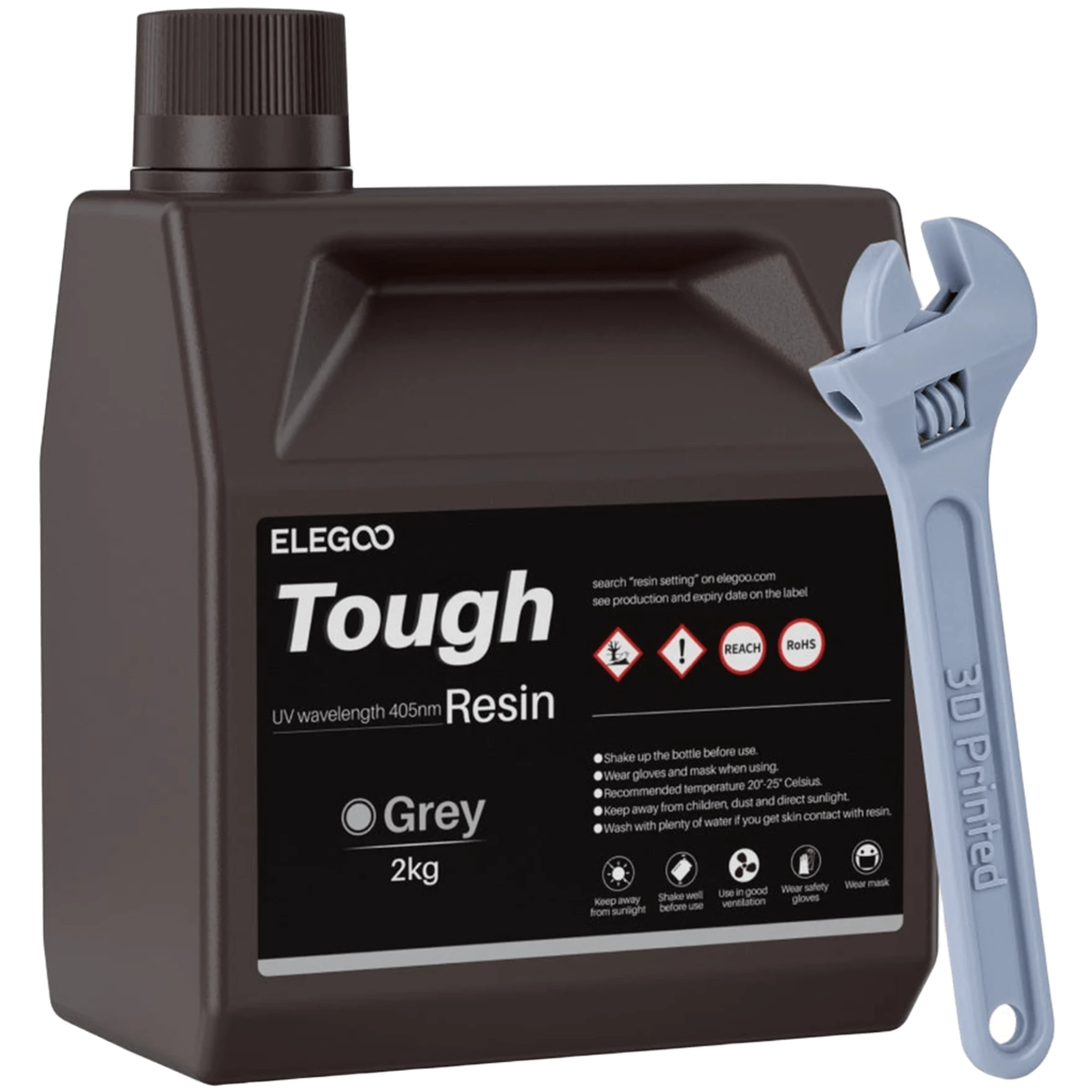 Купити Фотополимерная смола ELEGOO Tough Resin 2кг, сіра (50.103.0275) - фото 1