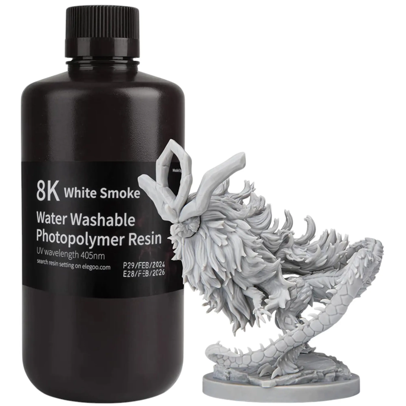 Купить Фотополимерная смола ELEGOO Water Washable Resin 8K 1кг, белая димчатая (50.103.0140) - фото 1