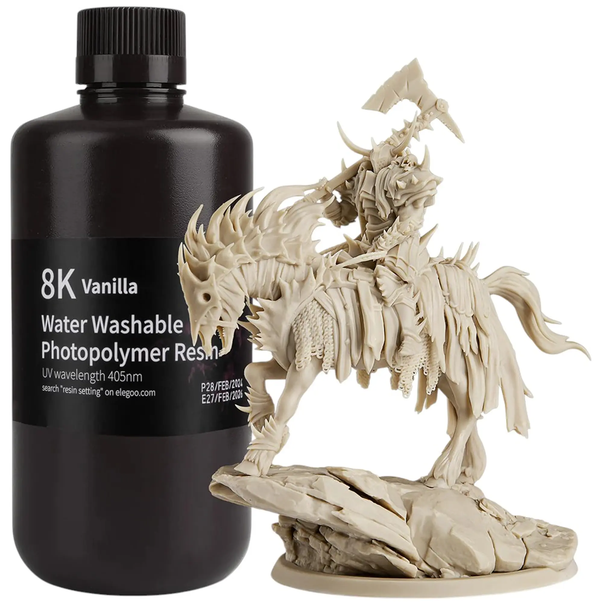Купить Фотополимерная смола ELEGOO Water Washable Resin 8K 1кг, ванильная (50.103.0141) - фото 1