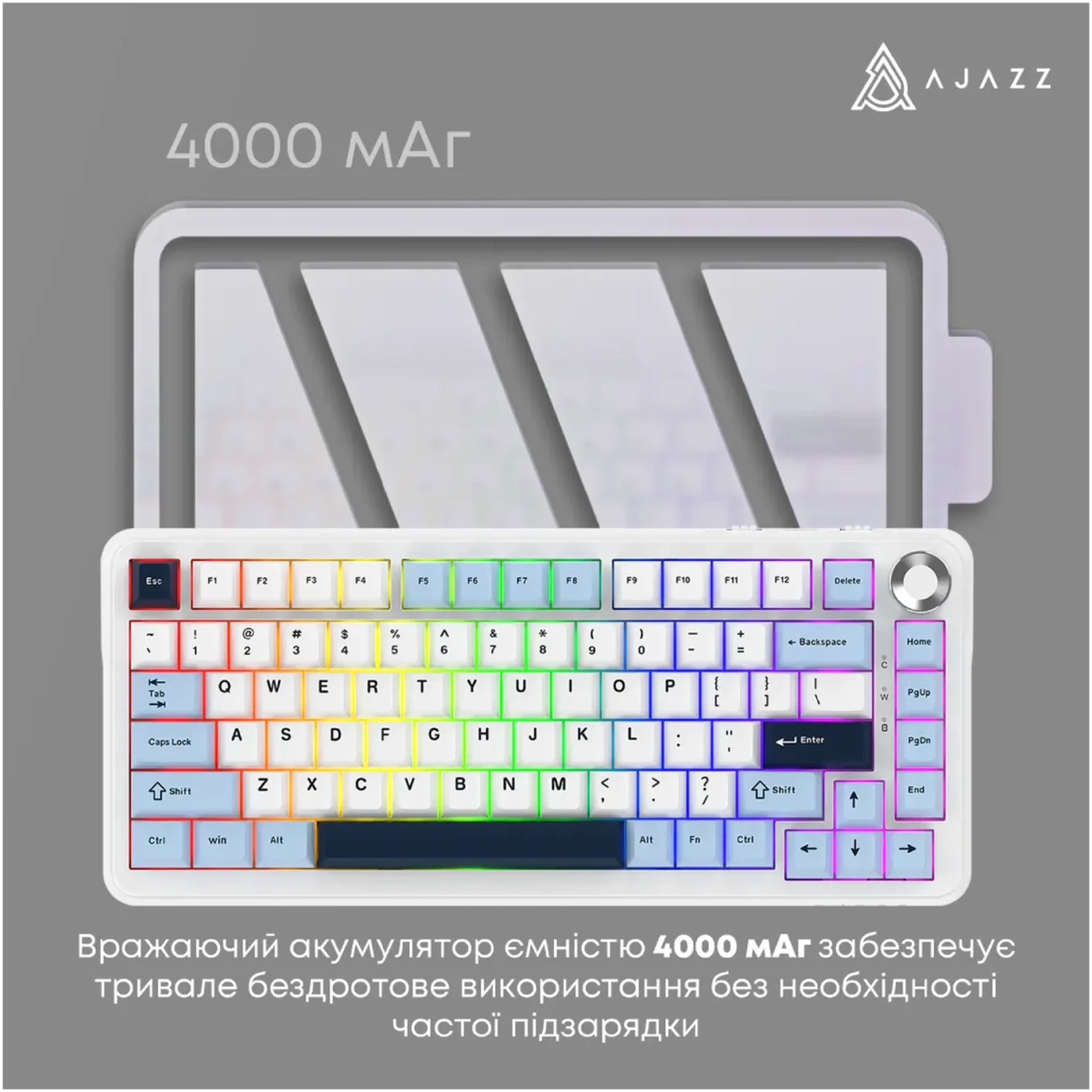 Купити Клавіатура AK820 MAX PLUS RGB Daydream Switch Wireless Blue/White/Dark (AK820MAX-DD-BWD) - фото 5