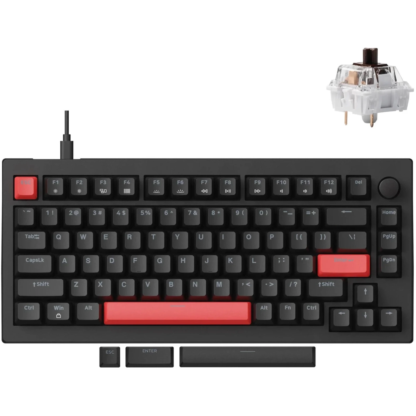 Купить Клавиатура Lemokey X4 84Key Keychron Brown QMK/VIA Hot-Swap RGB ENG/UKR USB Black (X4-H3-UA) - фото 1