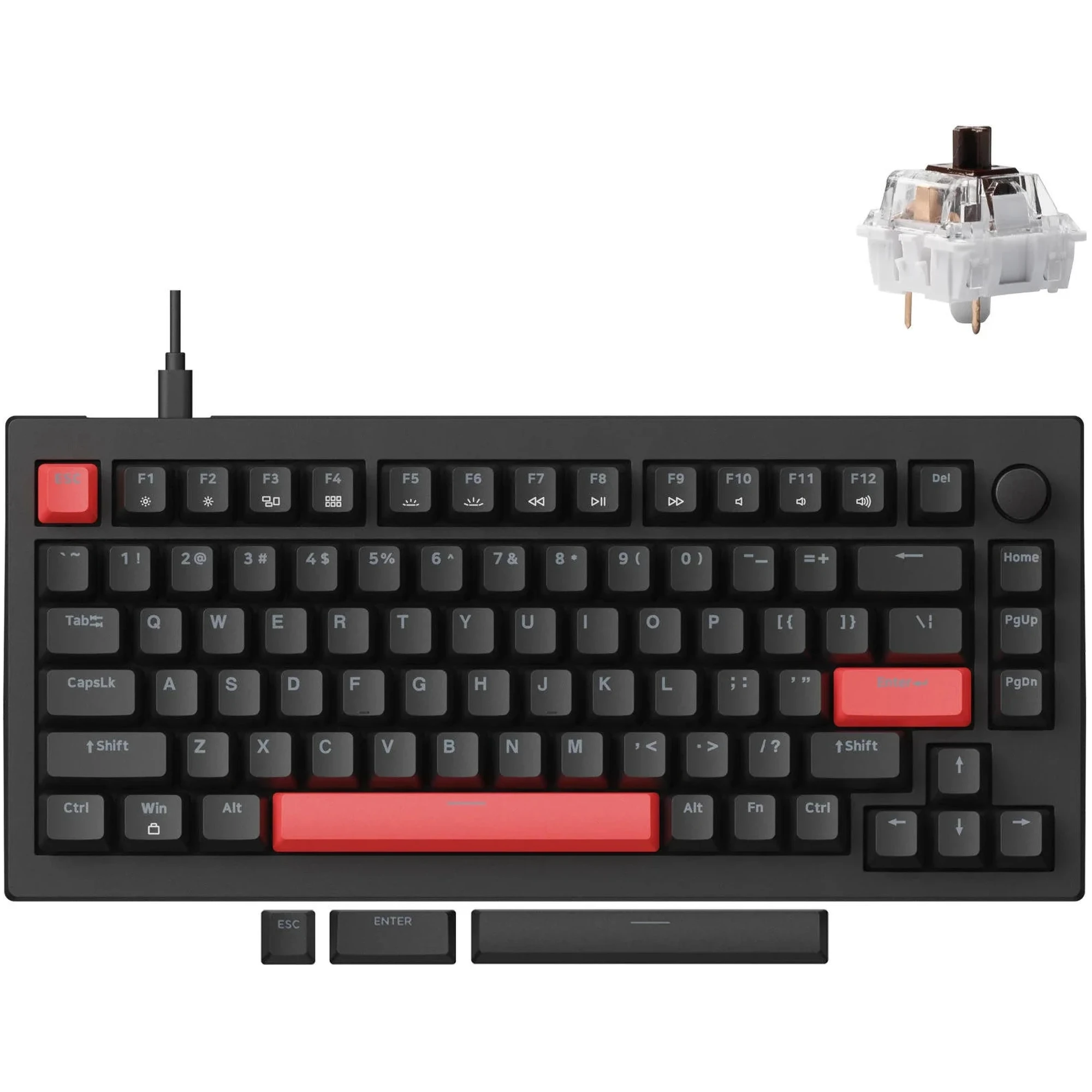 Купить Клавиатура Lemokey X4 84Key Keychron Brown QMK/VIA Hot-Swap RGB ENG/UKR USB Black (X4-H3-UA) - фото 1