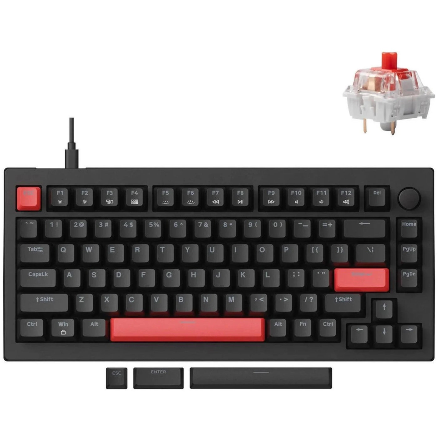 Купить Клавиатура Lemokey X4 84Key Keychron Red QMK/VIA Hot-Swap RGB ENG/UKR USB Black (X4-H1-UA) - фото 1