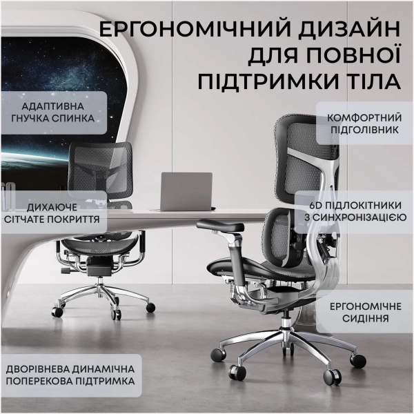 Купити Крісло офісне Sihoo DORO S300 Mesh Dark Grey (S300-M201) - фото 19