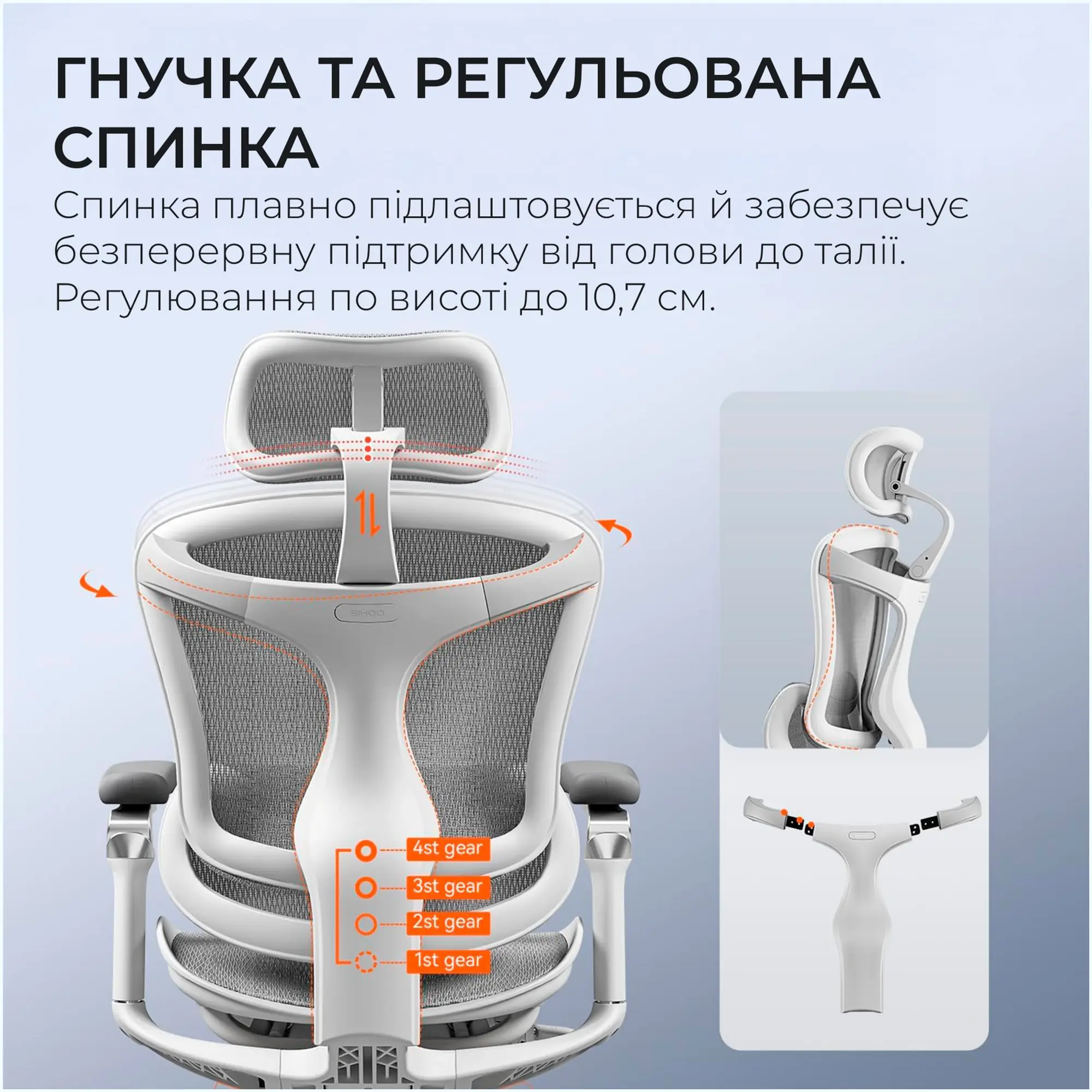 Купить Кресло офисное Sihoo DORO C300 Pro Mesh White (DORO-C300-PRO-M102) - фото 10