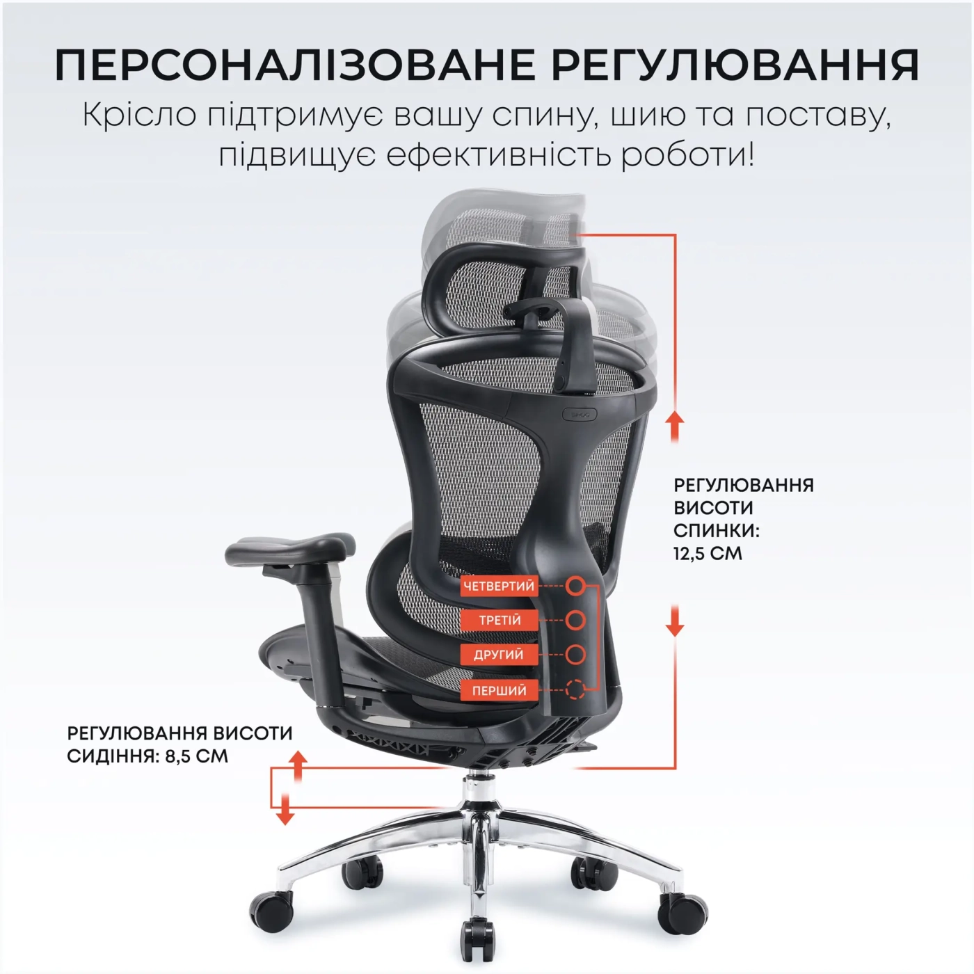 Купити Крісло офісне Sihoo DORO C300L Mesh Black (DORO-C300L-A3-101) - фото 9