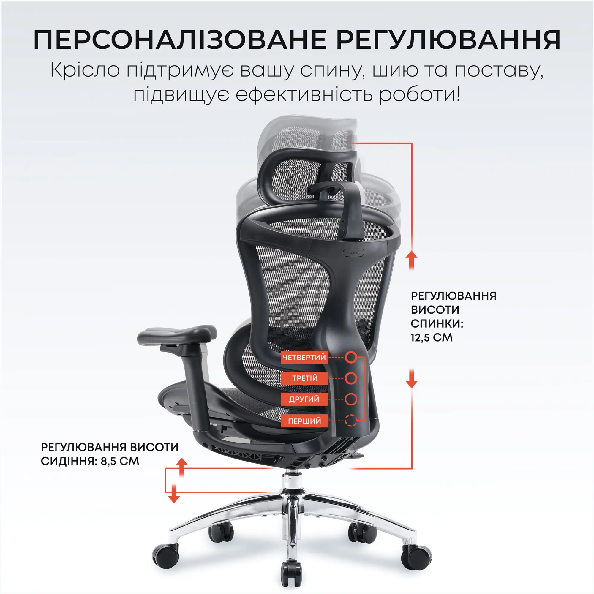 Купити Крісло офісне Sihoo DORO C300L Mesh Black (DORO-C300L-A3-101) - фото 9