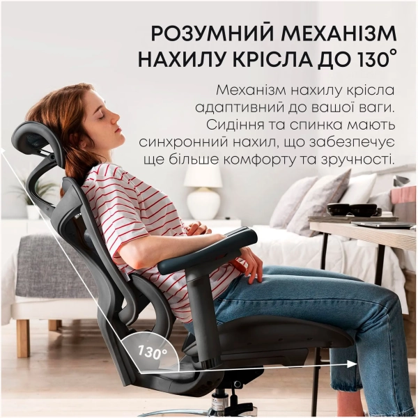 Купити Крісло офісне Sihoo DORO C300L Mesh Black (DORO-C300L-A3-101) - фото 10