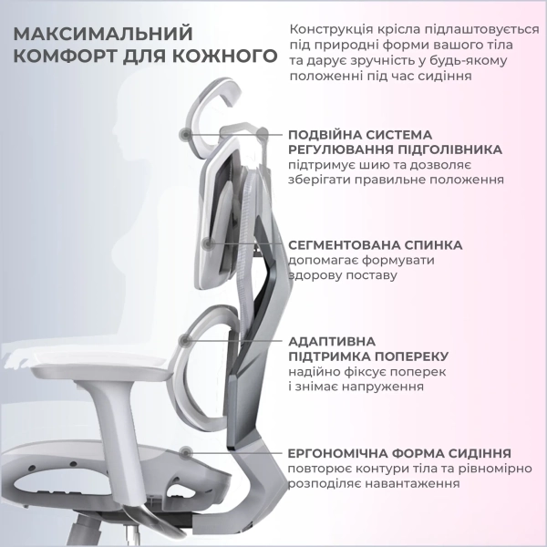 Купити Крісло офісне Sihoo Xallking X5C Mesh Grey (X5FC-N101) - фото 9