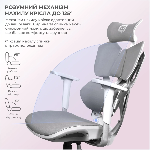 Купити Крісло офісне Sihoo Xallking X5C Mesh Grey (X5FC-N101) - фото 10