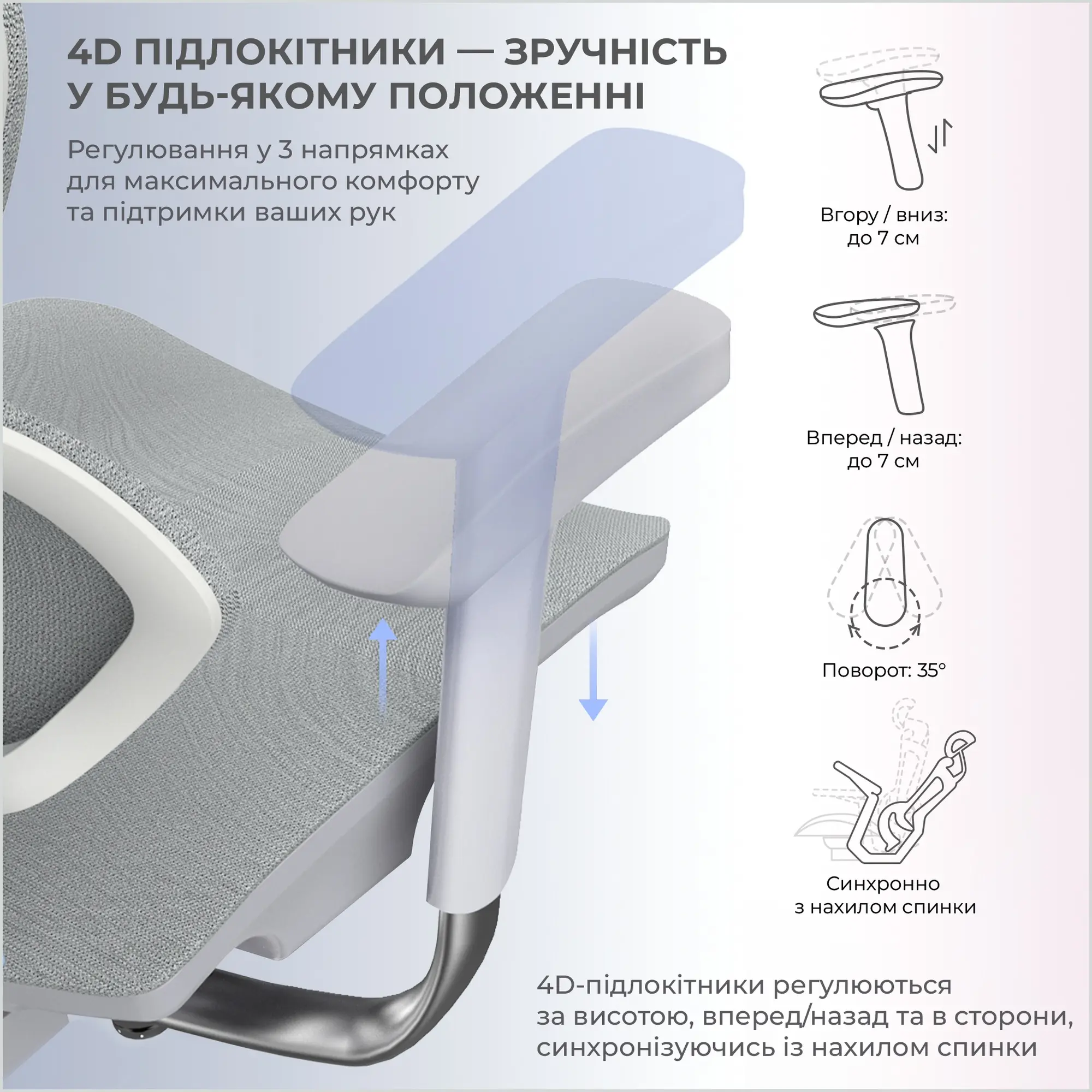 Купити Крісло офісне Sihoo Xallking X5C Mesh Grey (X5FC-N101) - фото 13