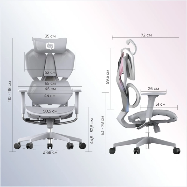 Купити Крісло офісне Sihoo Xallking X5C Mesh Grey (X5FC-N101) - фото 17