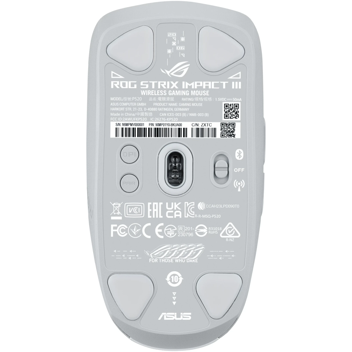 Купить Мышь ASUS ROG Strix Impact III Wireless RGB White (90MP03D0-BMUA10) - фото 5