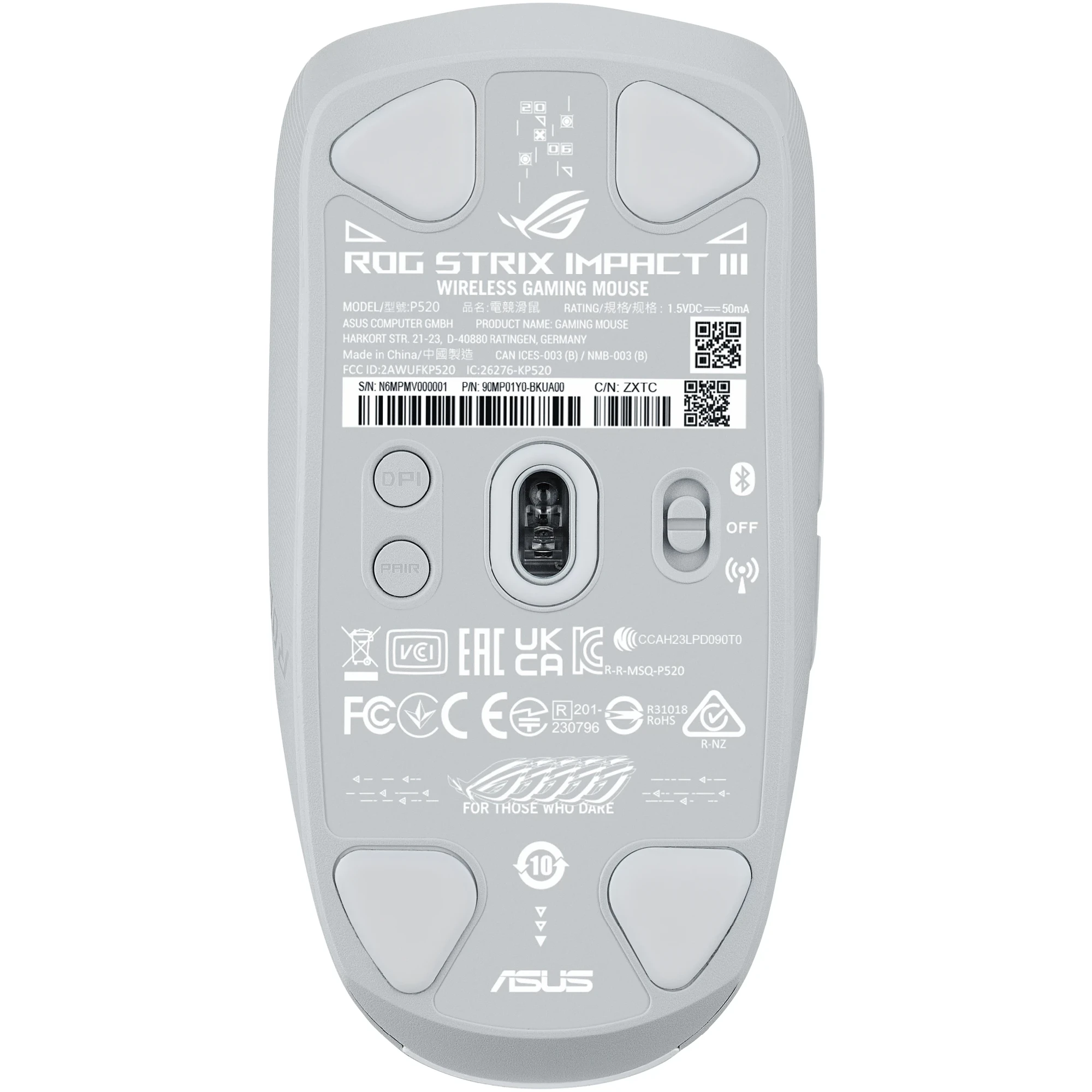 Купить Мышь ASUS ROG Strix Impact III Wireless RGB White (90MP03D0-BMUA10) - фото 5