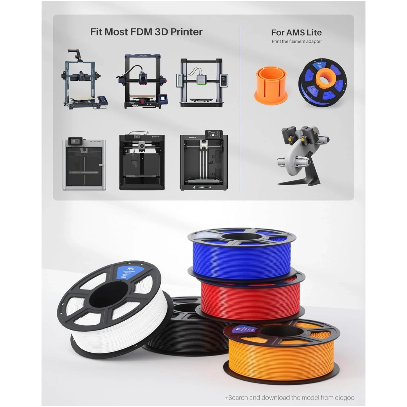 Купити PETG Filament (пластик) для 3D принтера ELEGOO 1кг, 1.75мм, чорний (50.203.0385) - фото 5