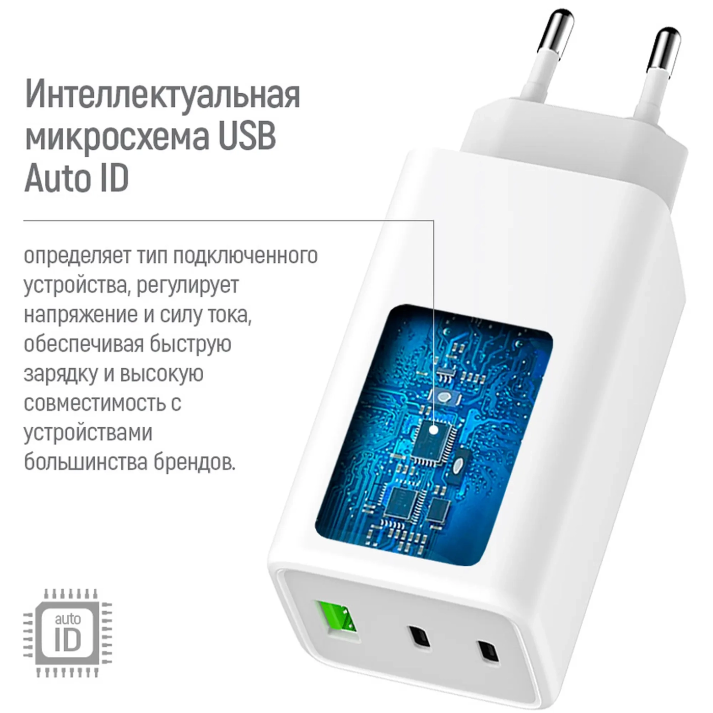 Купити Зарядний пристрій ColorWay GaN Mini 100W 1xUSB-A, 2xUSB-C Fast Charging White (CW-CHS061PD-WT) - фото 9