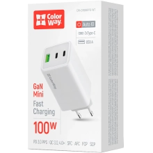Купити Зарядний пристрій ColorWay GaN Mini 100W 1xUSB-A, 2xUSB-C Fast Charging White (CW-CHS061PD-WT) - фото 13