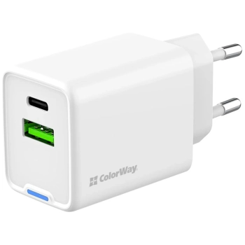 Купить Зарядное устройство ColorWay GaN Mini 45W 1xUSB-A, 1xUSB-C Fast Charging White (CW-CHS060PD-WT) - фото 1