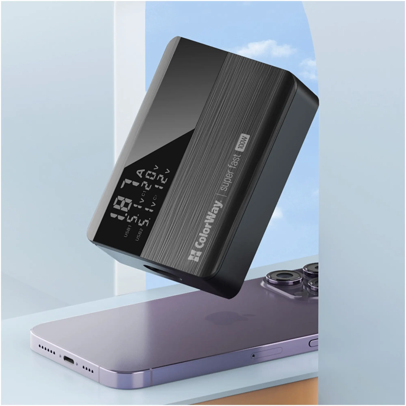 Купити Зарядний пристрій ColorWay Power Delivery GaN 2xUSB-C, 2xUSB-A, 100W Black (CW-CHS041PD-BK) - фото 9