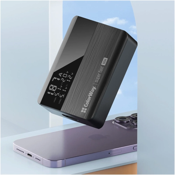Купити Зарядний пристрій ColorWay Power Delivery GaN 2xUSB-C, 2xUSB-A, 100W Black (CW-CHS041PD-BK) - фото 9