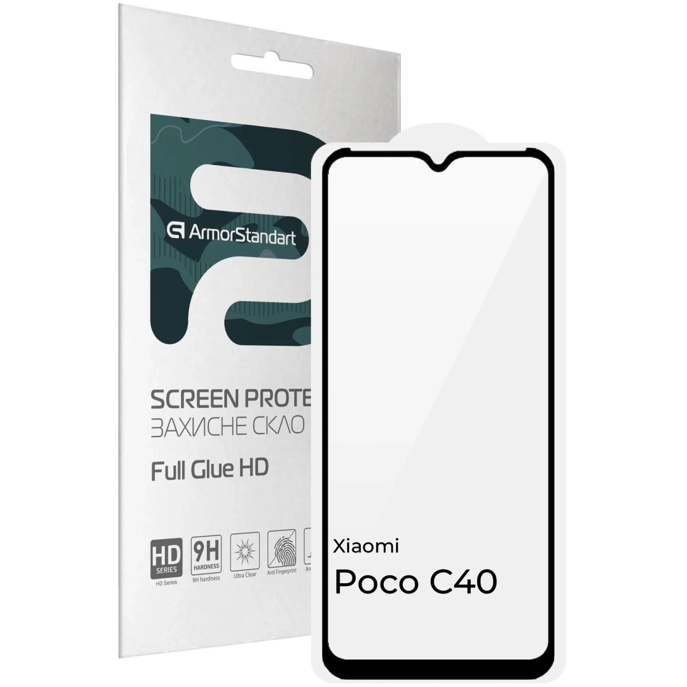 Купить Защитное стекло ArmorStandart Full Glue HD для Xiaomi Poco C40 Black (ARM66956) - фото 1