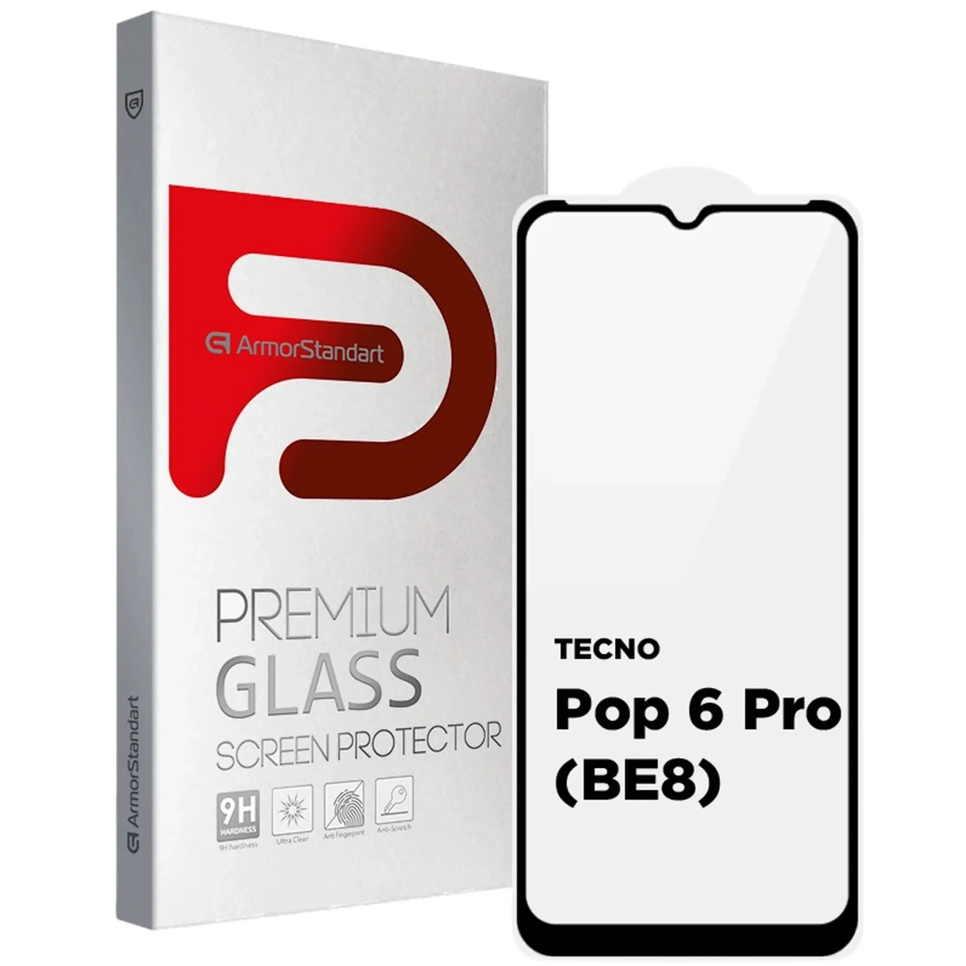 Купить Защитное стекло ArmorStandart Full Glue для Tecno POP 6 Pro (BE8) Black (ARM64794) - фото 1