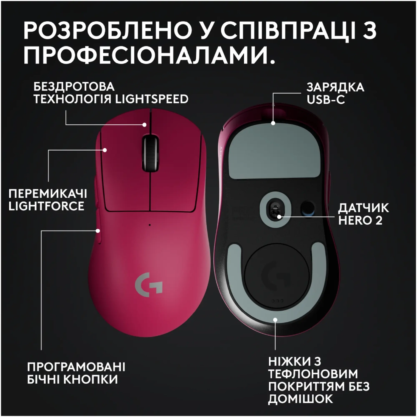 Купити Мишка Logitech G Pro X Superlight 2 Dex Lightspeed Wireless Pink (910-007373) - фото 8