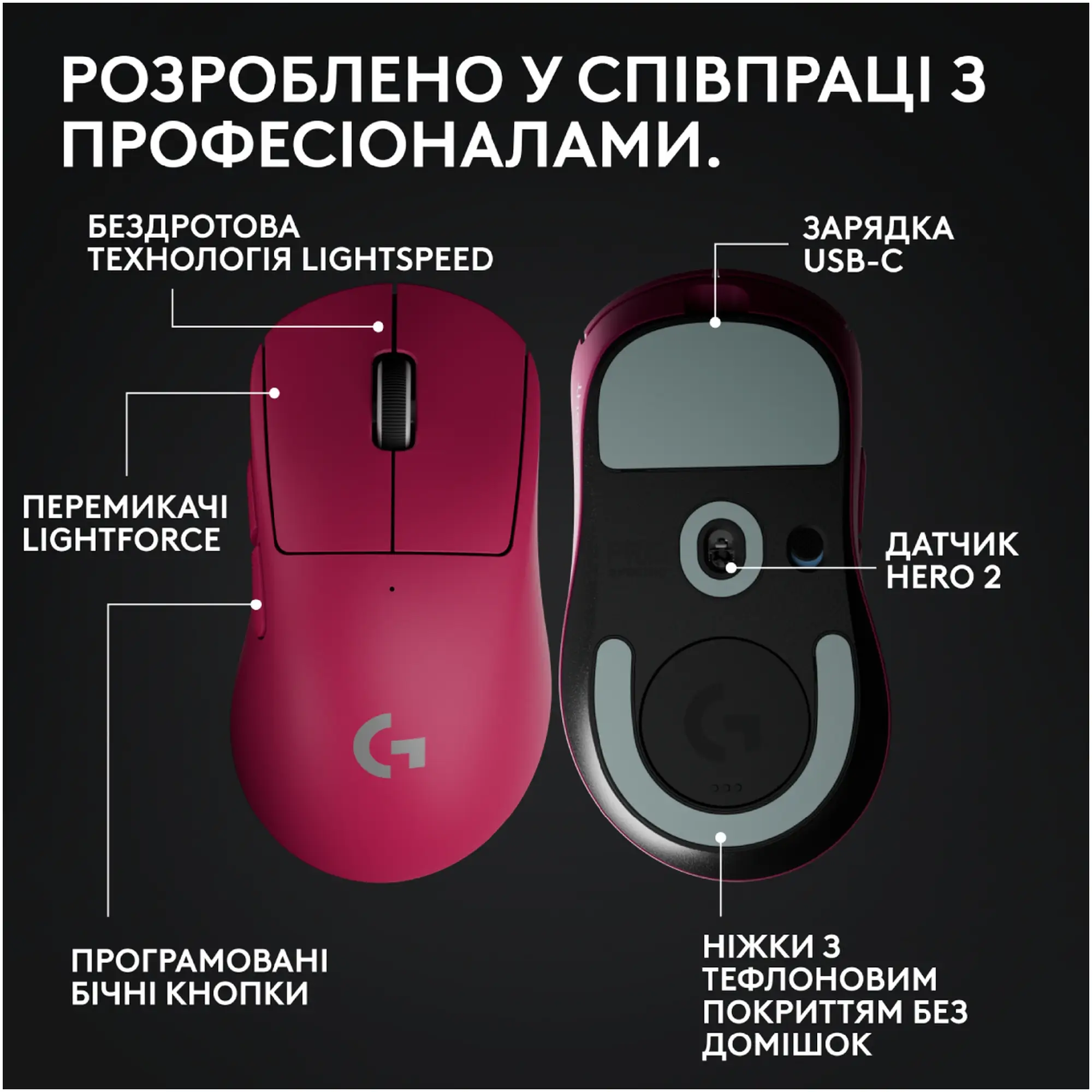 Купити Мишка Logitech G Pro X Superlight 2 Dex Lightspeed Wireless Pink (910-007373) - фото 8