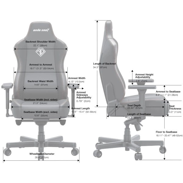 Купити Крісло для геймерів Anda Seat Kaiser 3E XL Black PVC (AD23YC-XL-08-B-PV/C-B01) - фото 12