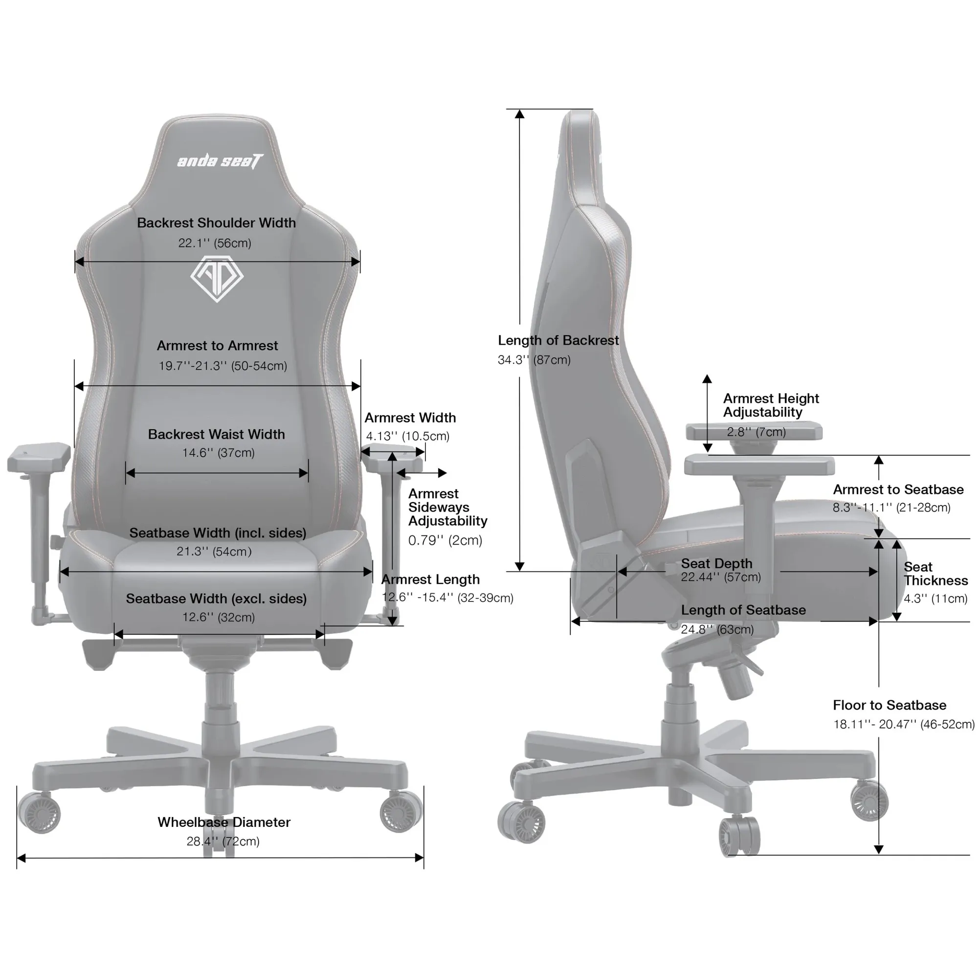 Купити Крісло для геймерів Anda Seat Kaiser 3E XL Black PVC (AD23YC-XL-08-B-PV/C-B01) - фото 12