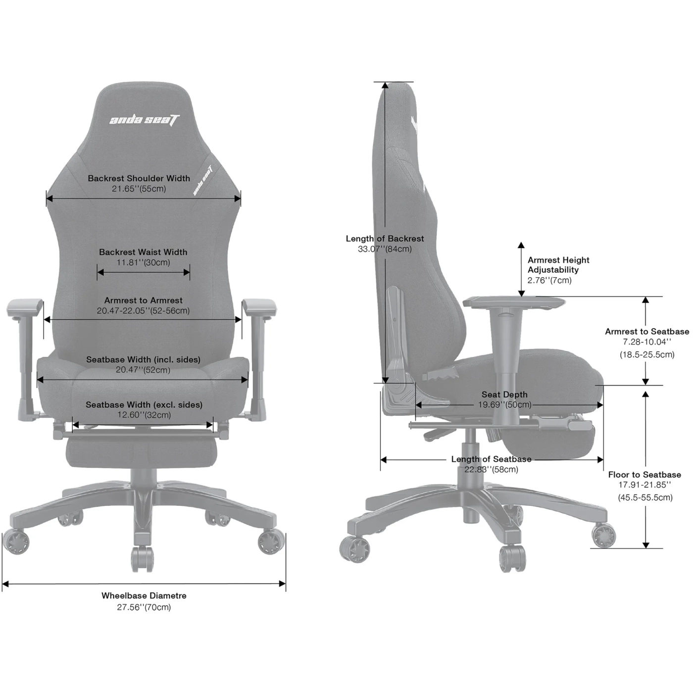 Купити Крісло для геймерів Anda Seat Luna Pro L Dark Gray Fabric (AD18T-44-GB-F) - фото 6