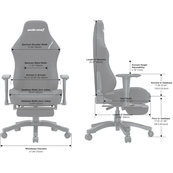 Купити Крісло для геймерів Anda Seat Luna Pro L Dark Gray Fabric (AD18T-44-GB-F) - фото 6