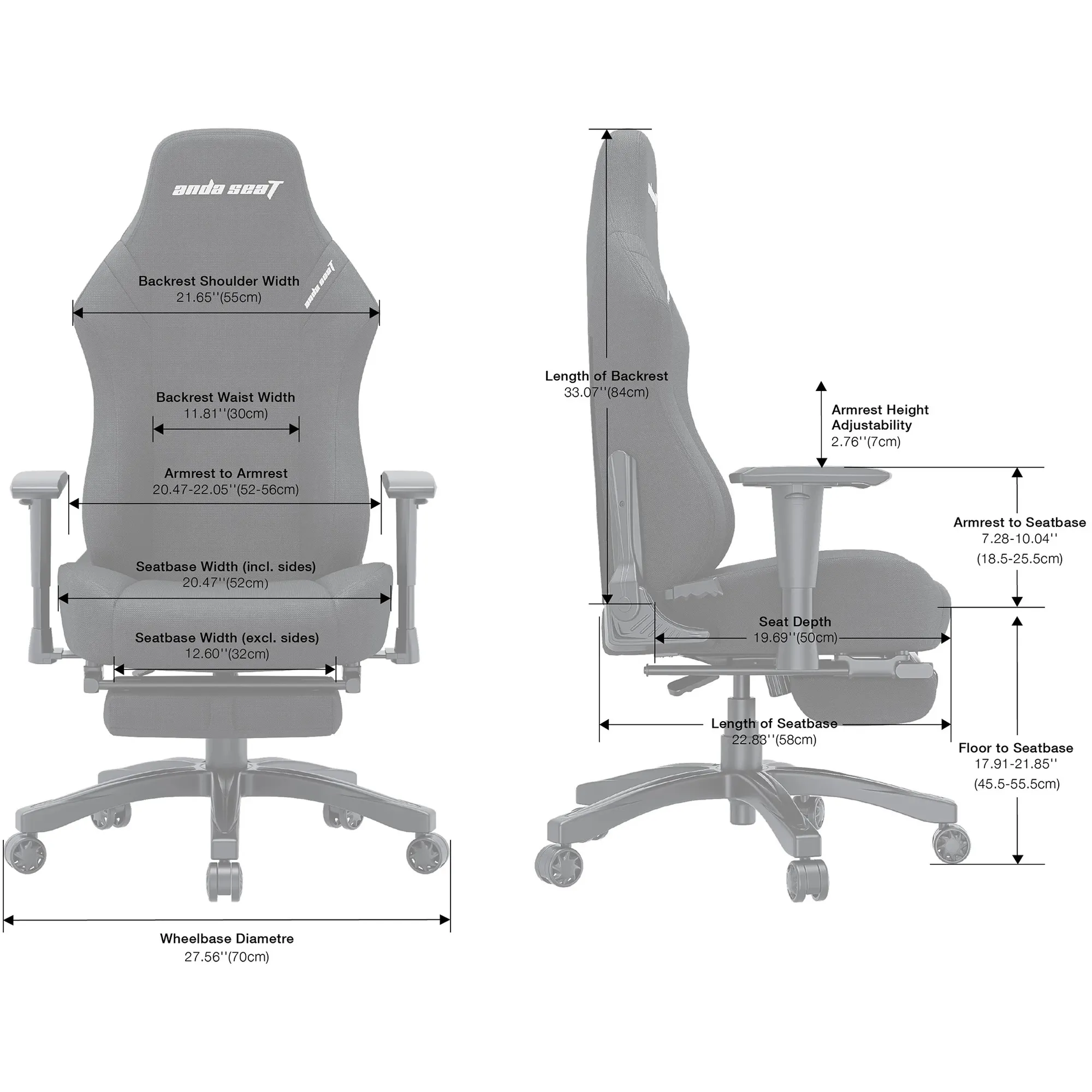 Купити Крісло для геймерів Anda Seat Luna Pro L Dark Gray Fabric (AD18T-44-GB-F) - фото 6