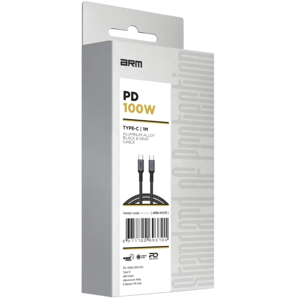 Купити Кабель ArmorStandart PD 100W Aluminum Alloy 1m Black-Gray (ARM69370) - фото 2
