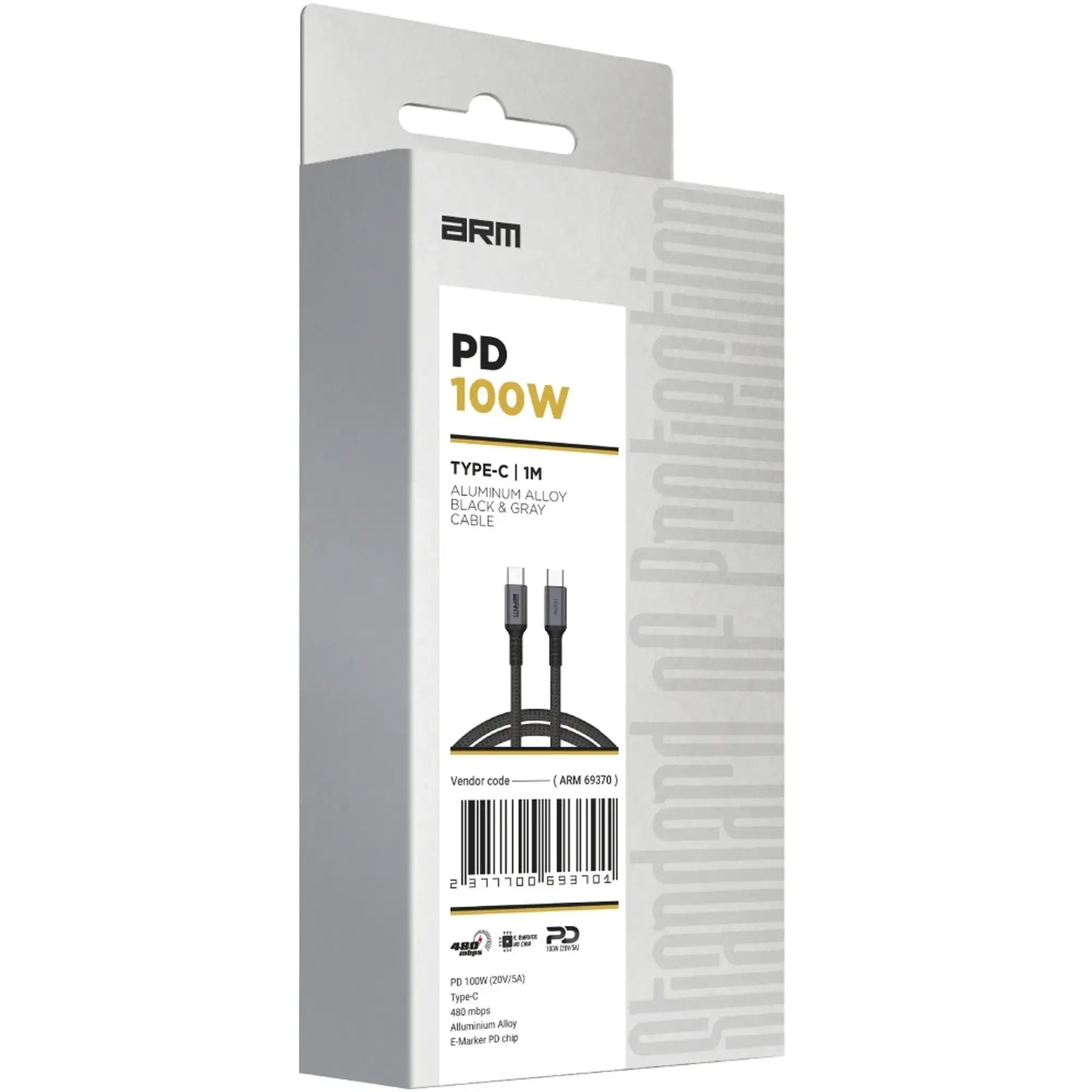 Купити Кабель ArmorStandart PD 100W Aluminum Alloy 1m Black-Gray (ARM69370) - фото 2