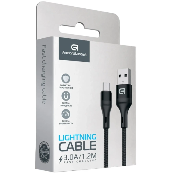Купити Кабель ArmorStandart AR87 USB to Lightning 3A 1.2m Black (ARM64037) - фото 2