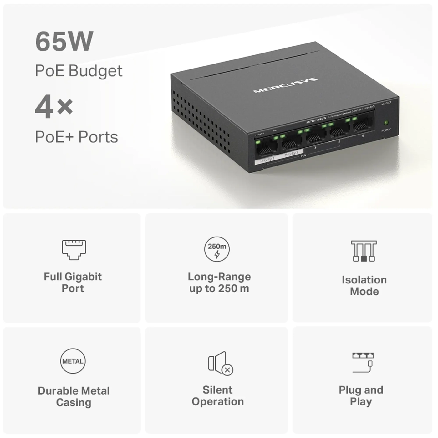 Купити Комутатор Mercusys MS105GP - фото 4