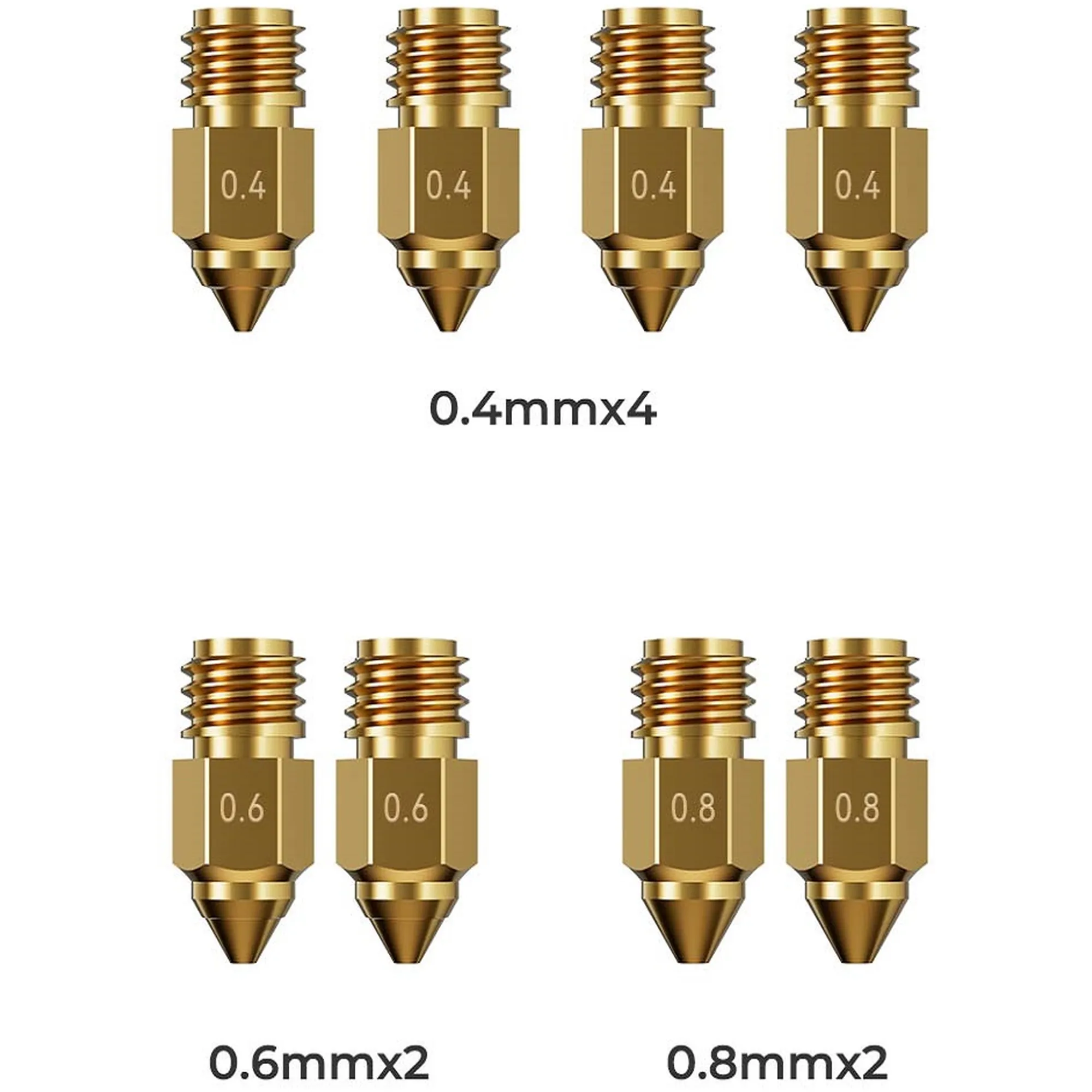 Купити Набір сопел для 3D принтера CREALITY Ender-5 Max з латуні 0.4mm x 4/0.6mm x 2/0.8mm x 2, 8pcs (4008030092) - фото 2