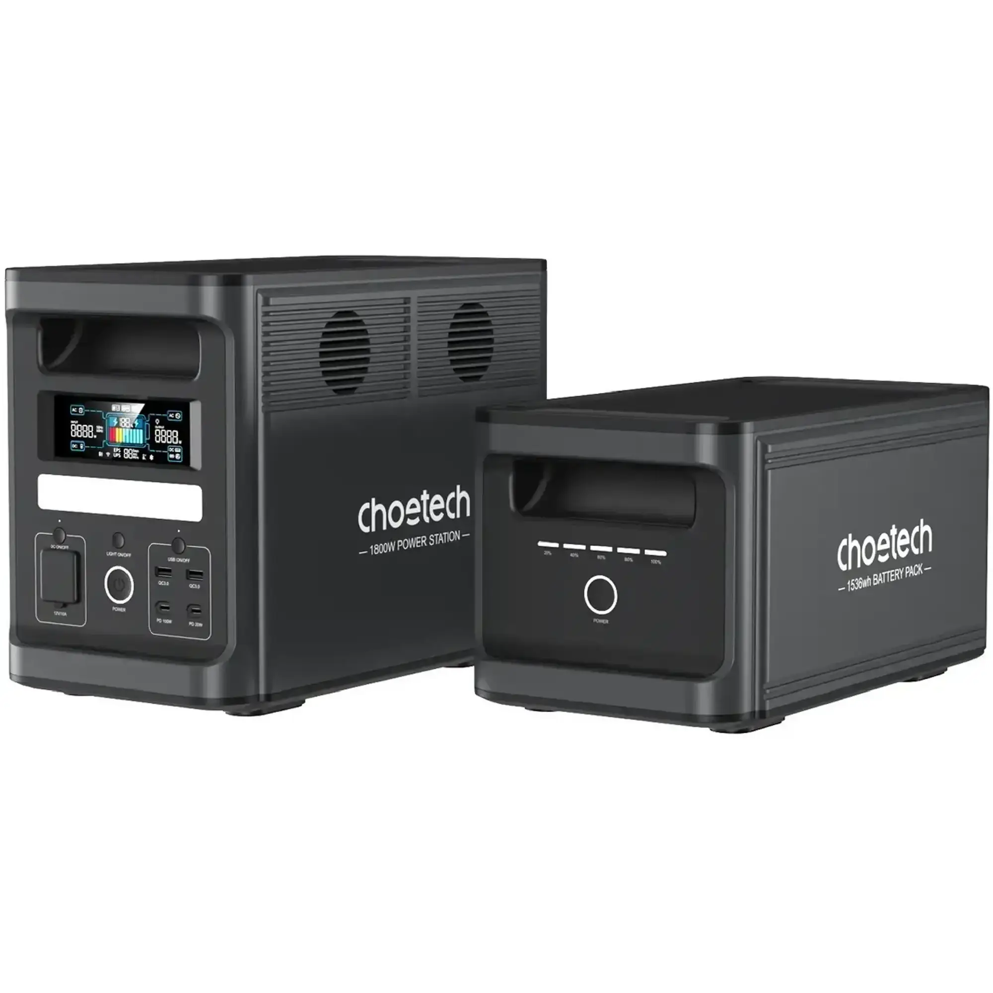 Дополнительная батарея Choetech BS065 рядом с совместимой зарядной станцией