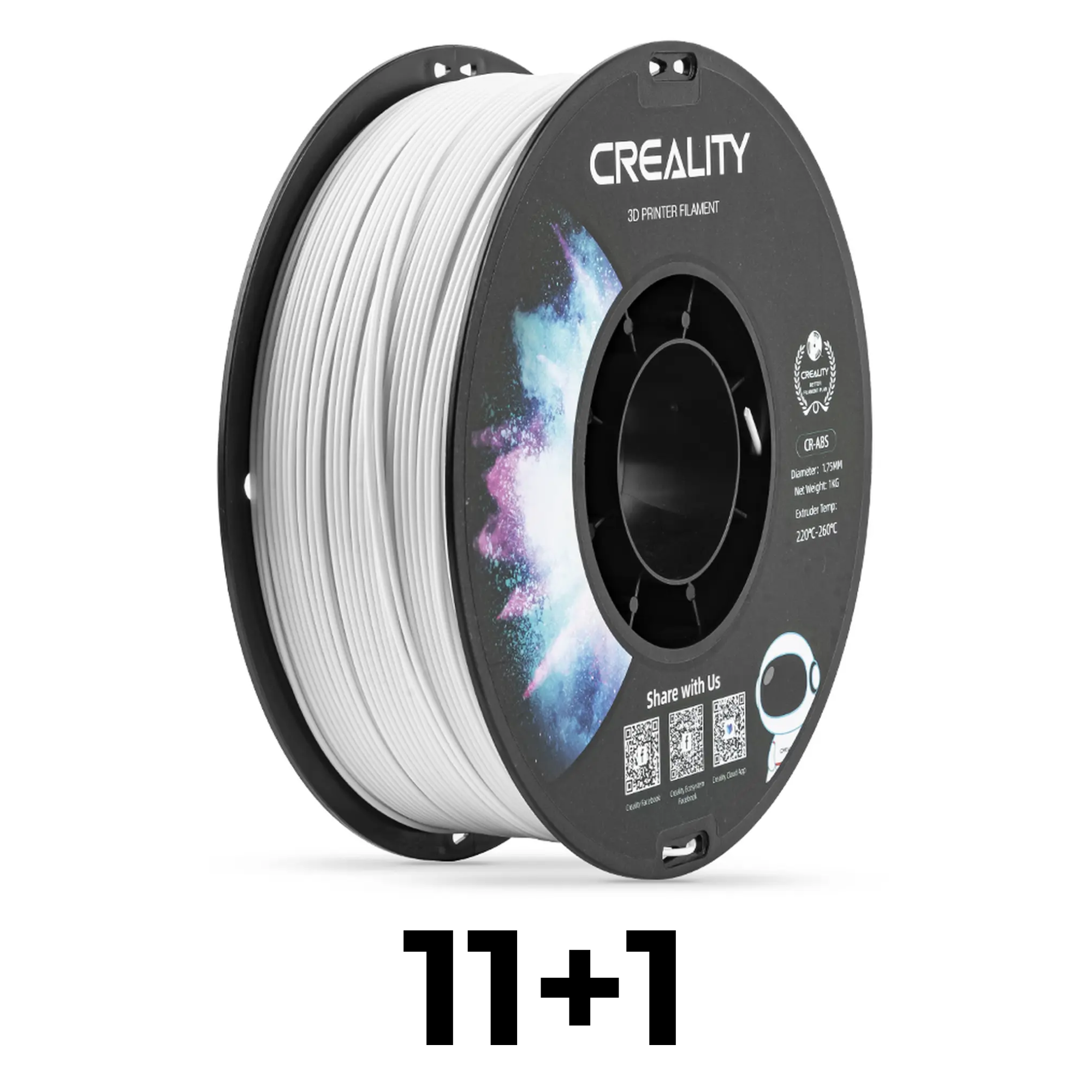 Купить ABS Filament (пластик) для 3D принтера CREALITY 1кг, 1.75мм, белый - фото 0