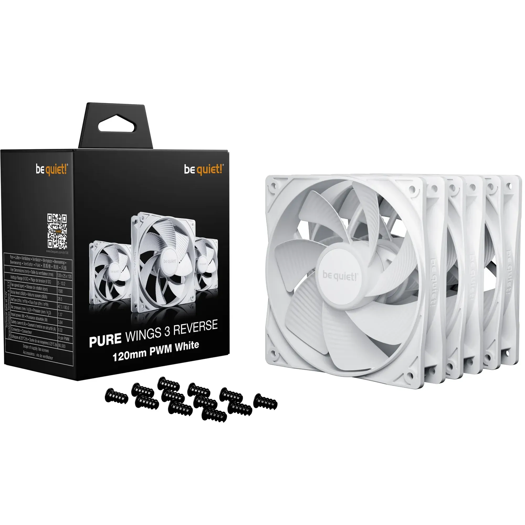 Купити Вентилятор be quiet! PURE WINGS 3 120mm PWM Reverse White 3-Pack (BL136) - фото 3