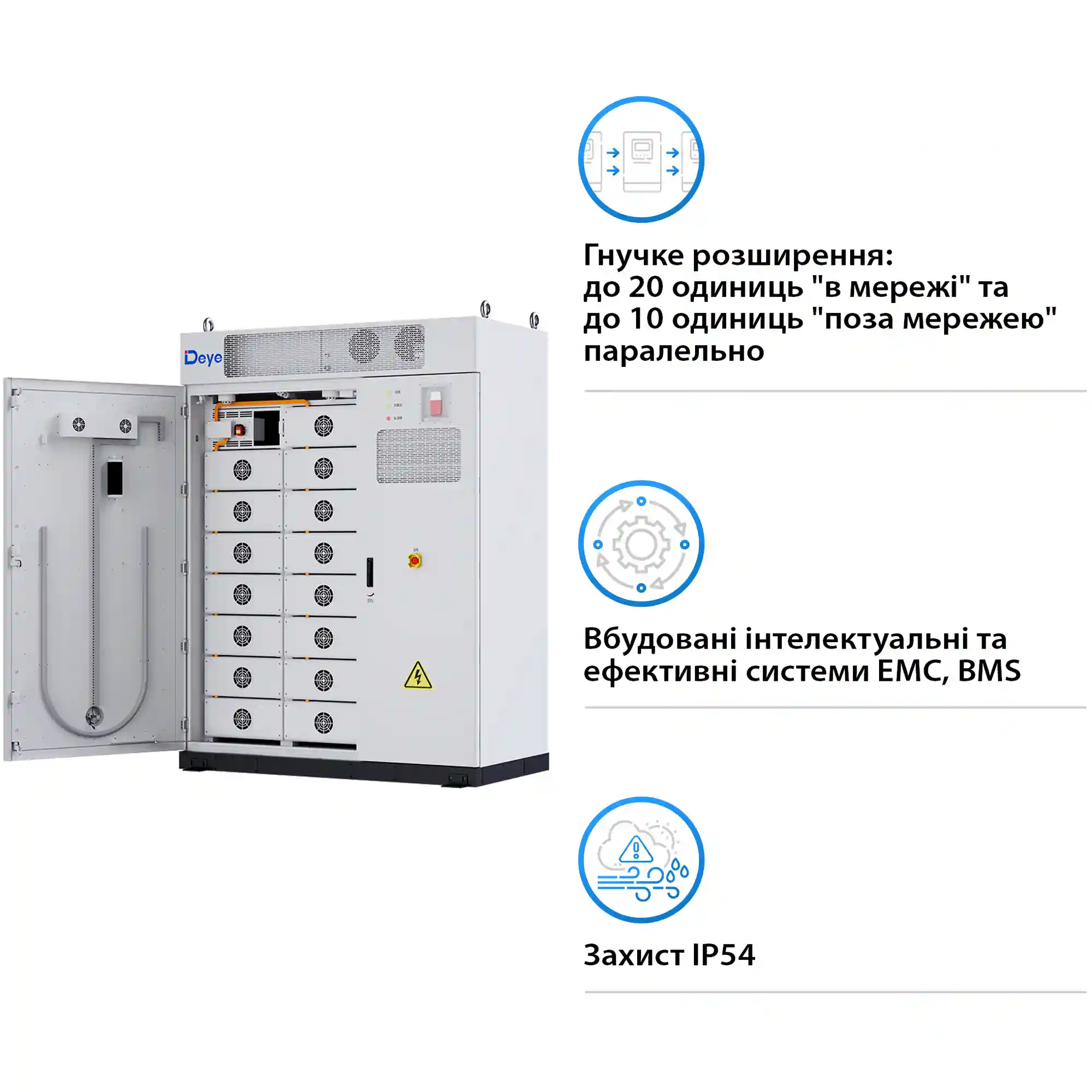 Купити Система збереження енергії DEYE MS-GS215 100kW 768V 280Ah 215kWh LiFePO4 IP54, 200kW MPPT, Fire Extinguisher, Air conditioner (MS-GS215-2H3) - фото 5