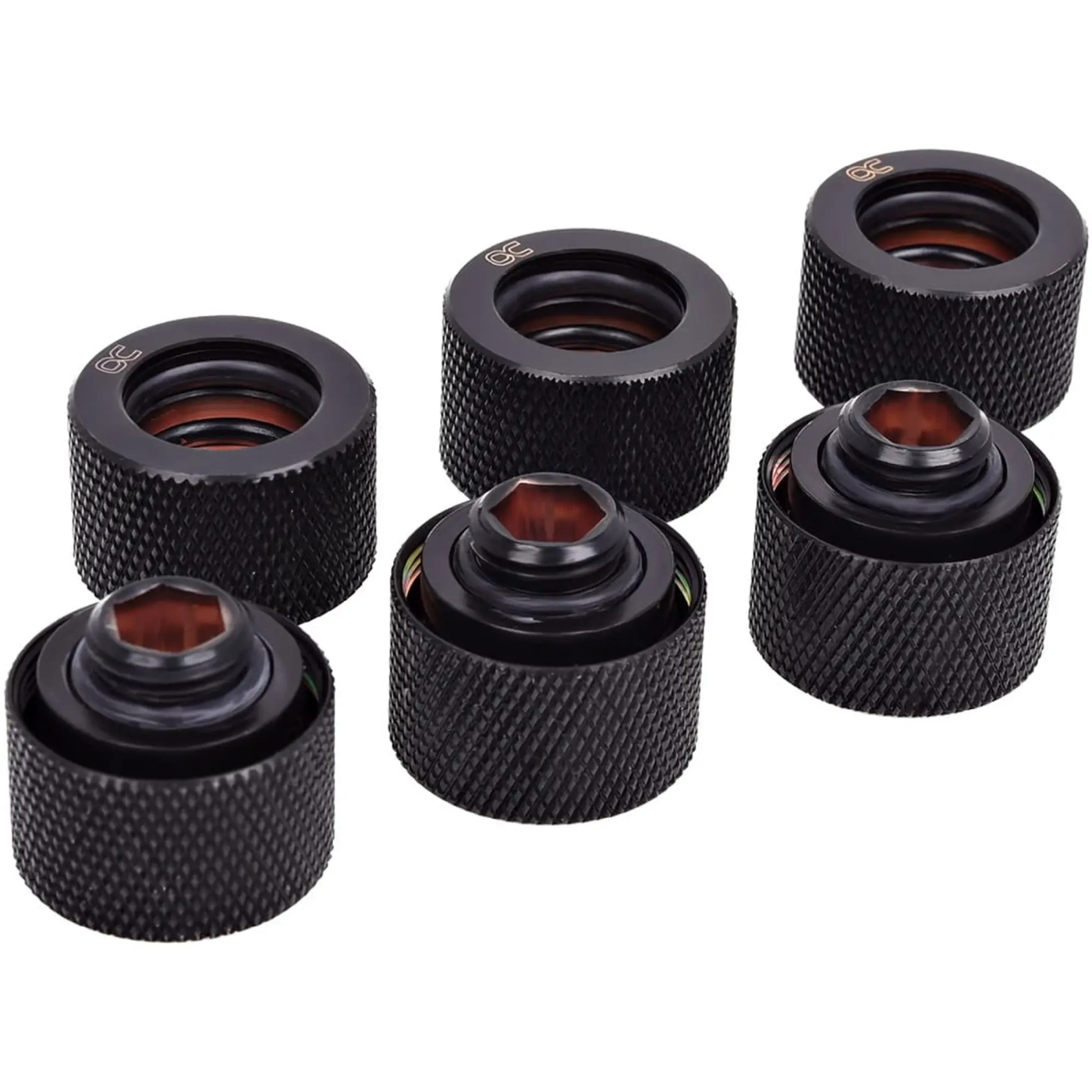 Купити Фітинг Alphacool HT 16mm HardTube compression fitting G1/4 6-pack Deep Black (17385) - фото 1
