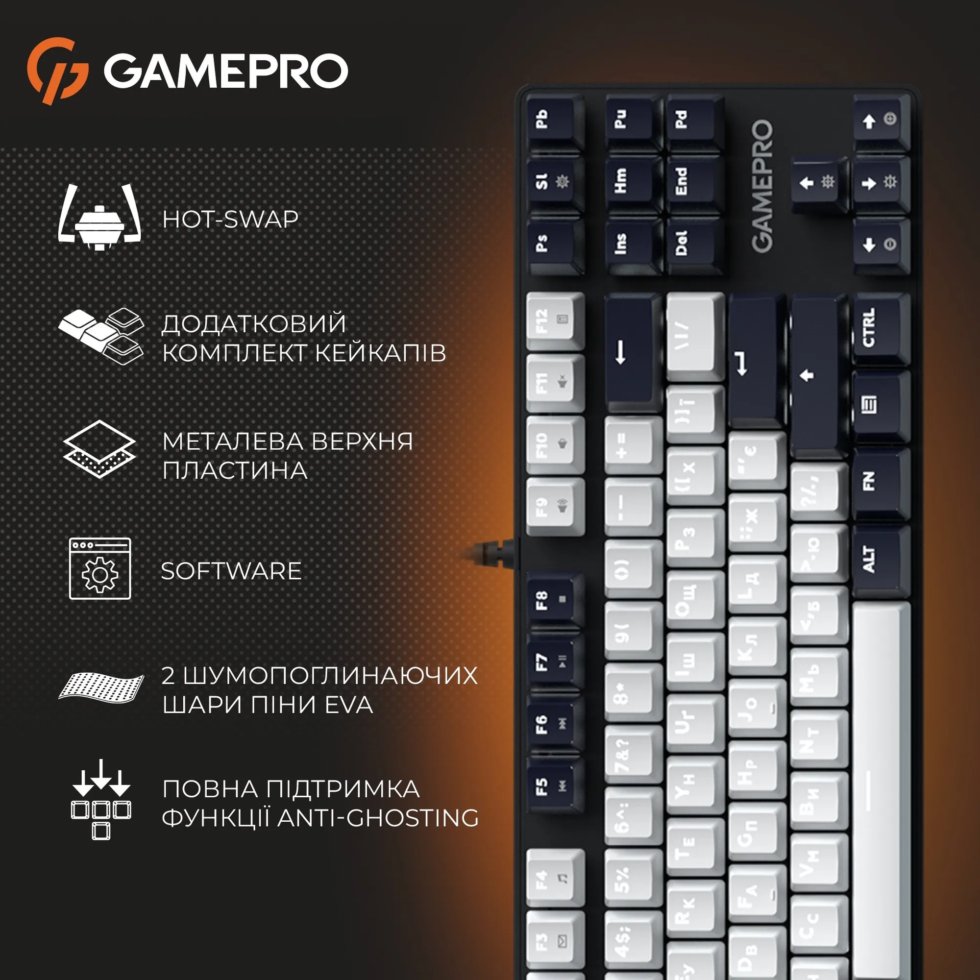 Купити Клавіатура GamePro Genesis Metallic MK110B Outemu Red Switch UA Black (MK110B) - фото 8