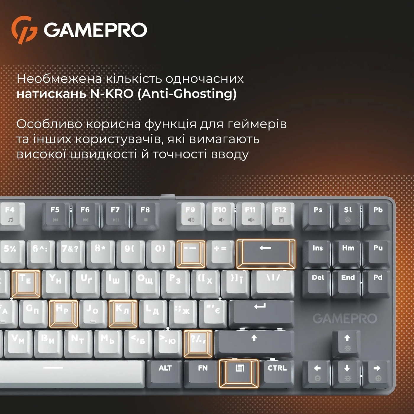 Купити Клавіатура GamePro Genesis Metallic MK110G Outemu Red Switch UA Gray (MK110G) - фото 10